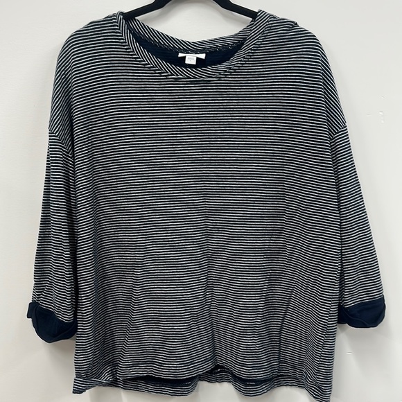 J. Jill Tops - J Jill navy blue and white stripe T-shirt L